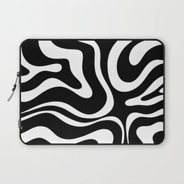Modern Retro Liquid Swirl Abstract Pattern in Black and White Laptop Sleeve