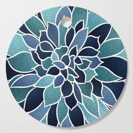 Festive, Flower Bloom, Navy Blue and Teal Cutting Board
