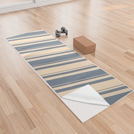 [ Thumbnail: Slate Gray and Bisque Colored Stripes Pattern Yoga Towel ]