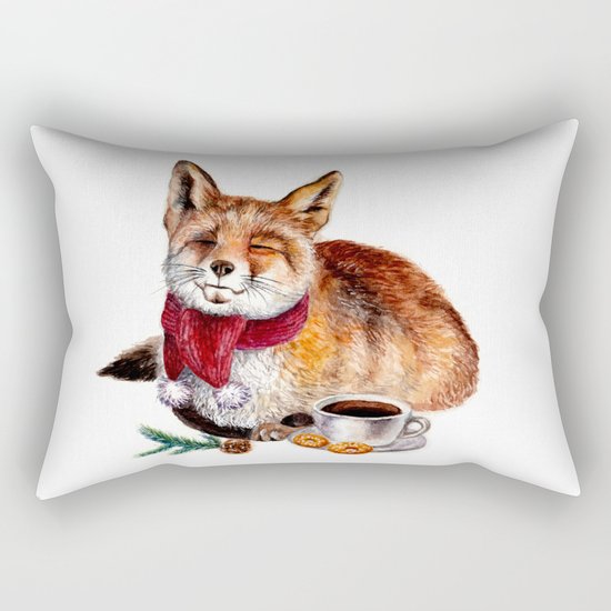 Coffee Fox Rectangular Pillow