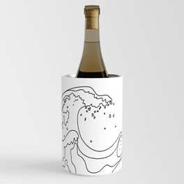 Minimal Line Art Ocean Waves Wine Chiller