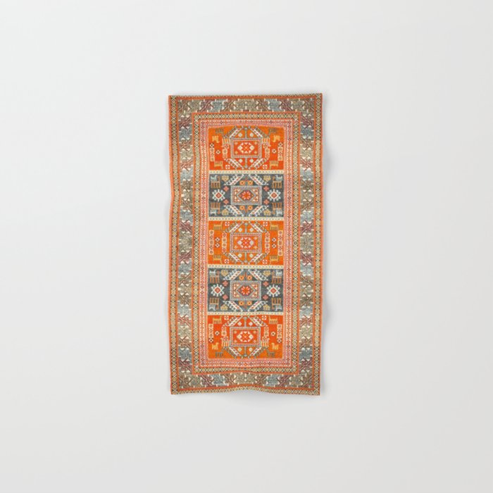 Amber Mosaic Reverie: Geometric Berber Moroccan Heritage Hand & Bath Towel