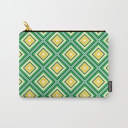Diamond geometrics in green, yellow and white Carry-All Pouch | Green, White, Abstractgeometric, Drawing, Yellow, Retro, Midcenturymodern, Vintage, Midcentury, Modern 