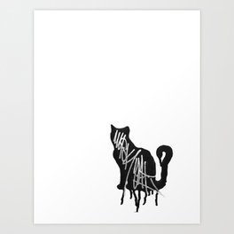 Black and White Graffiti Cat Art Print