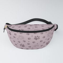  Dog Paw pattern in Orchid Mist Color Background, Gift for dogs and cats lover in Shades of Orchid Fanny Pack