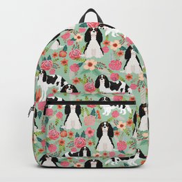 Cavalier King Charles Spaniel floral flowers dog breed pattern dogs mint Backpack