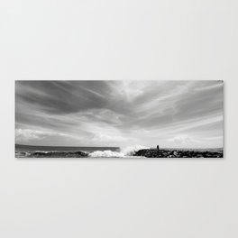 alone at the ocean in black and white Canvas Print