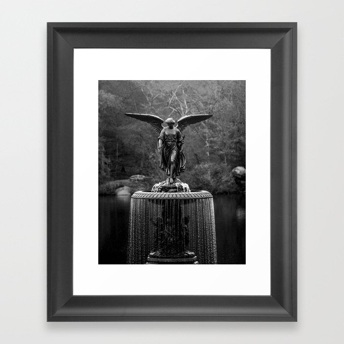 Believe in Magic, Bethesda Terrace Angel Fountain black and white photograph / art photography Framed Art Print