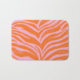 Bright Pink and Orange Tiger Stripes - Animal Print - Zebra Print Bath Mat