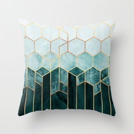Teal Hexagons Throw Pillow