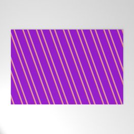 [ Thumbnail: Dark Violet, Plum & Coral Colored Stripes/Lines Pattern Welcome Mat ]