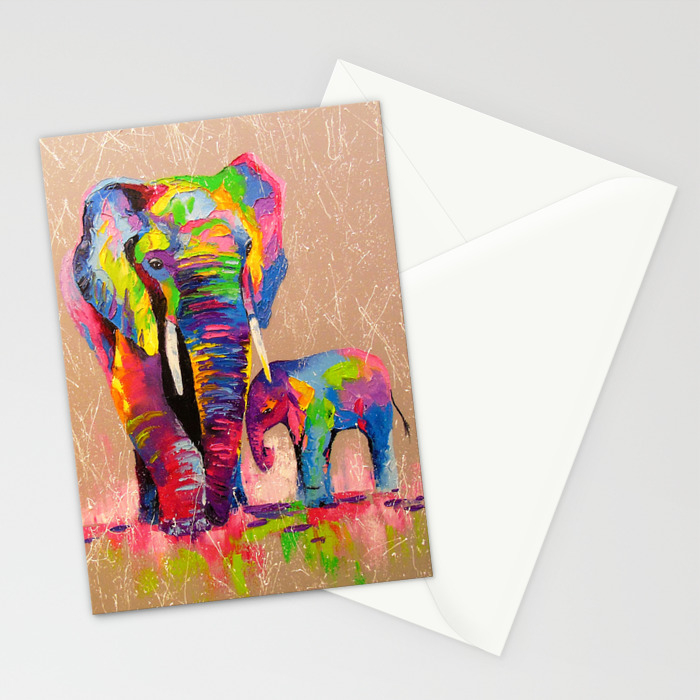 Elephants Mother And Son Stationery Cards By Olhadarchuk Society6