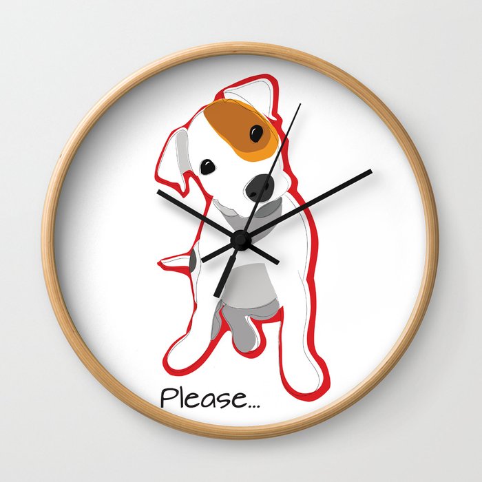 "Please" Jack Russell Terrier Puppy Wall Clock