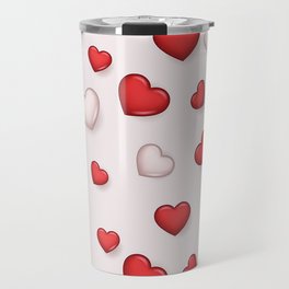 Red White Valentines Love Heart Collection Travel Mug