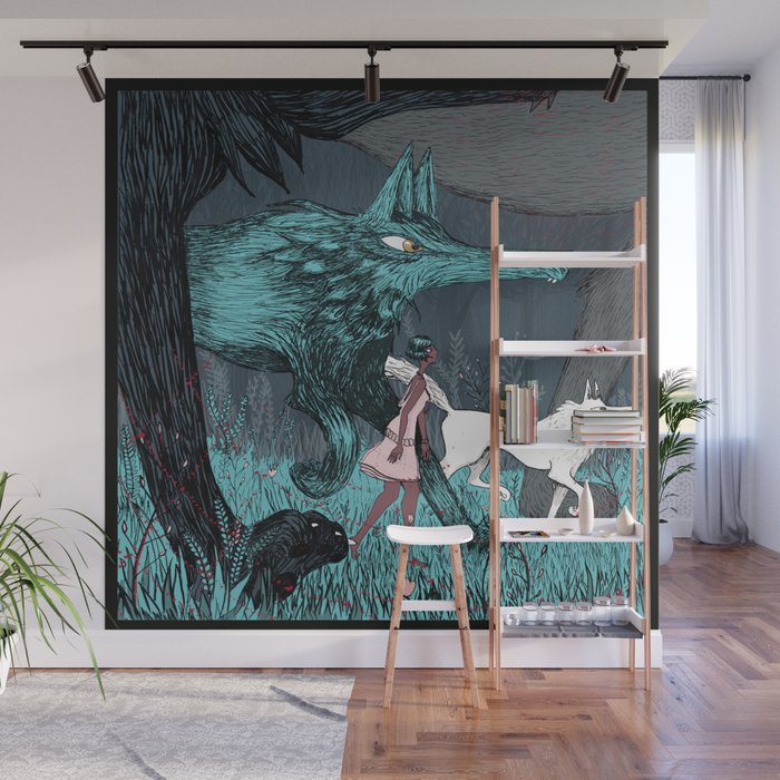 Woman Wolf wandering | magical forest/  Wall Mural