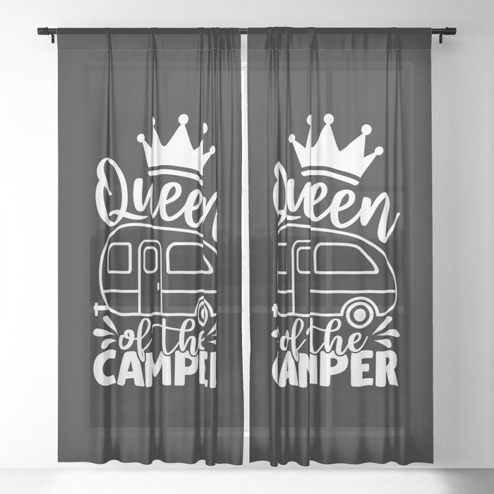 Queen Of The Camper Funny Quote Camping Saying Sheer Curtain
