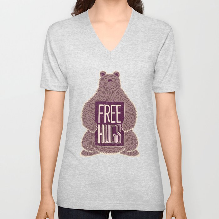 Free Hugs Bear V Neck T Shirt