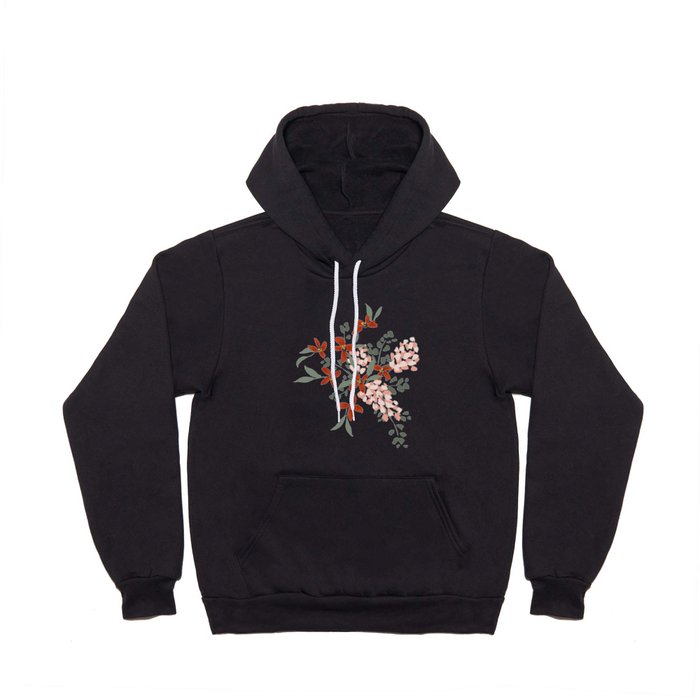 Flourishing floral bouquet - forest-green, red and pink Hoody