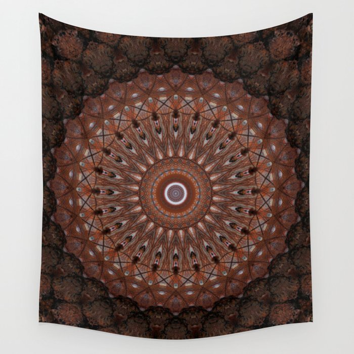 Mandala in warm brown tones Wall Tapestry