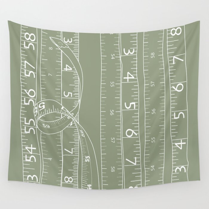 Fashion Measuring Tape Sage Wall Tapestry by Points of Measure