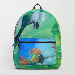 Hummingbird Heaven Backpack | Spring, Tropical, Nature, Watercolor, Anoellejay, Birds, Greenery, Backtoschool, Acrylic, Bright 