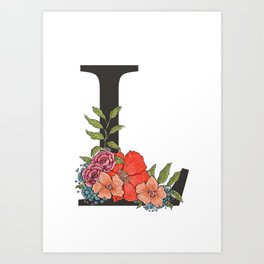 Monogram Letter L with Flowers Art Print