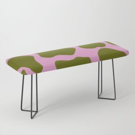 70s Cow Spots in Green on Pink Bench