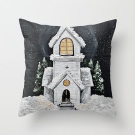 The Quiet Church at Night  Throw Pillow
