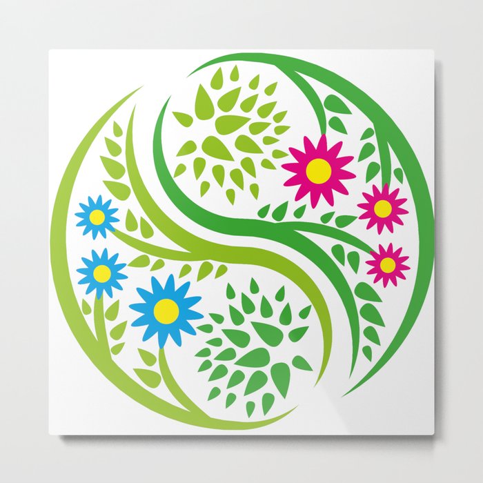 Yin Yang Flower Metal Print