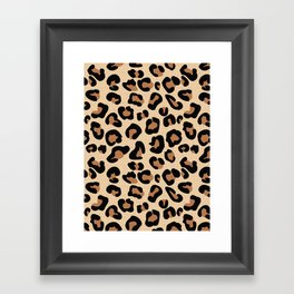 Leopard Print, Black, Brown, Rust and Tan Framed Art Print