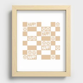 HAPPY Checkerboard (Neutral Beige Color) Recessed Framed Print