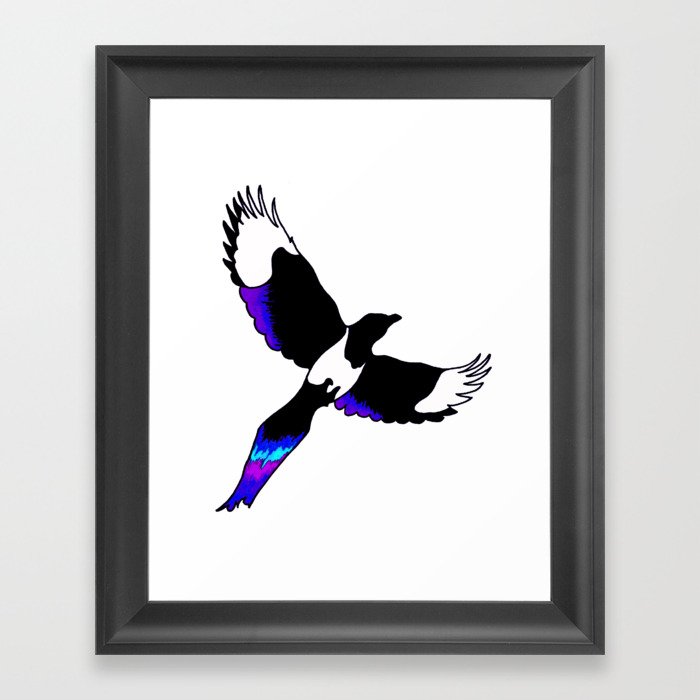 Magpie in Flight Framed Art Print