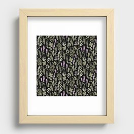 Vintage Herbs - lavender, sage, rosemary, thyme, mint - green and purple Recessed Framed Print
