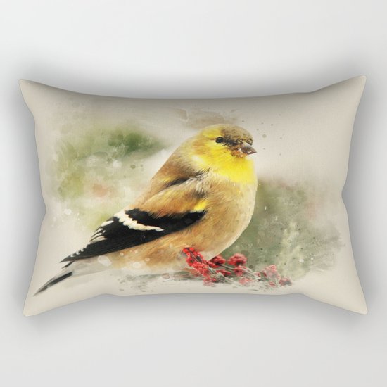Goldfinch Watercolor Art Rectangular Pillow
