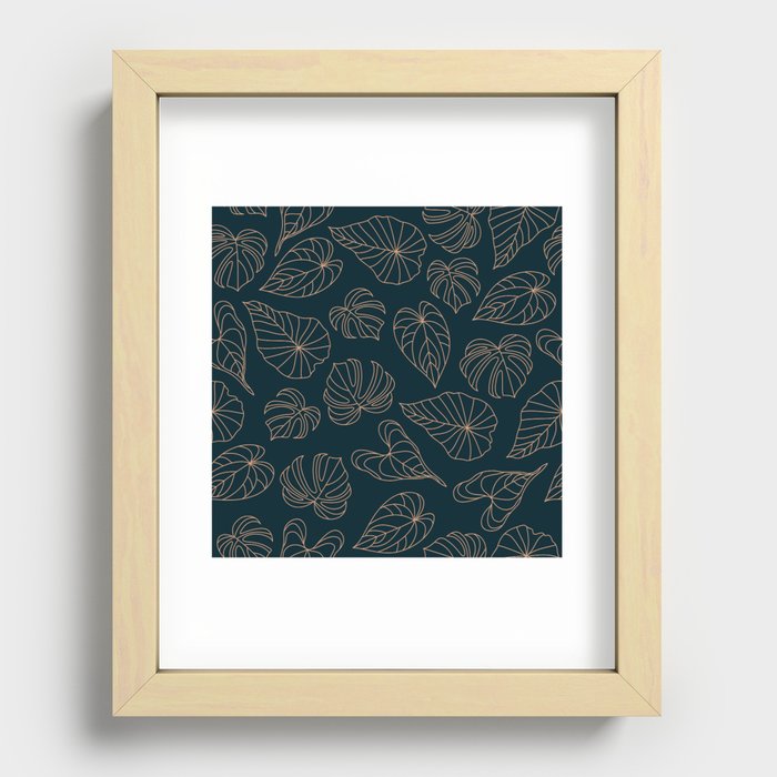 Minimalist tropical leaves Recessed Framed Print