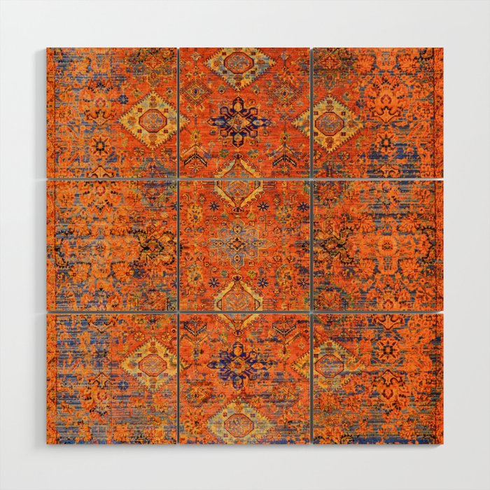 Oriental Vitange Moroccan Rug Design Wood Wall Art