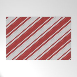 [ Thumbnail: Light Gray & Brown Colored Lines/Stripes Pattern Welcome Mat ]