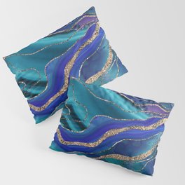 Purple Teal Blue Galaxy Nebula Agate Glitter Glam #1 #marble #decor #art #society6 Pillow Sham