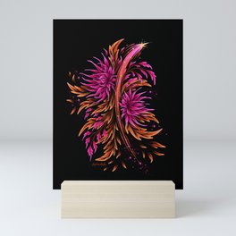 Floral Supernova - Orange Magenta Mini Art Print