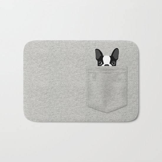 Pocket Boston Terrier - Black Bath Mat