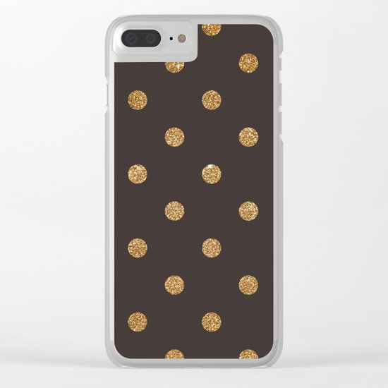 Dark Lava Gold Glitter Dot Pattern Clear iPhone Case