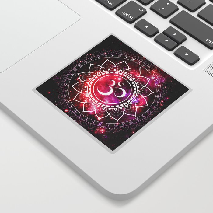 Ohm Mandala : Galaxy Mandala Red Fuchsia Pink Sticker