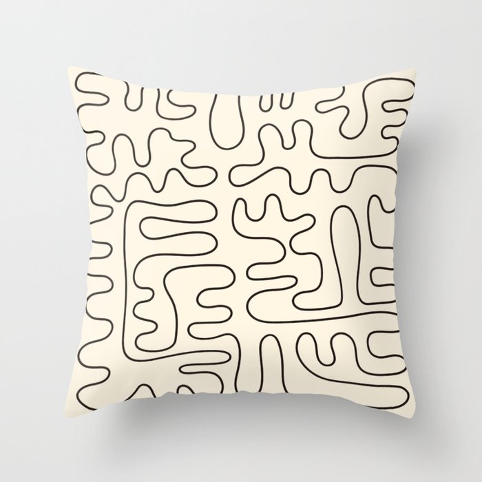 Abstract Lines 2 black and white Throw Pillow