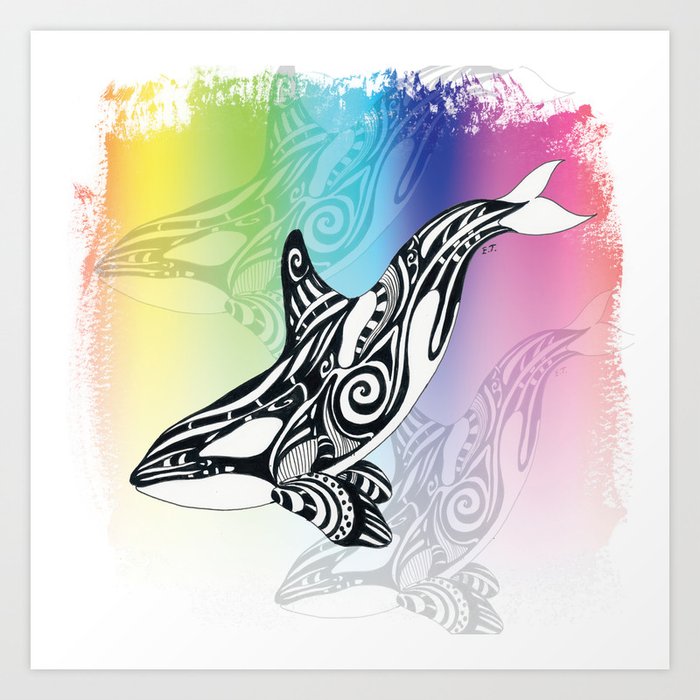 tribal killer whale drawing