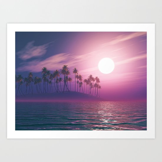 Palm tree island #ocean Art Print