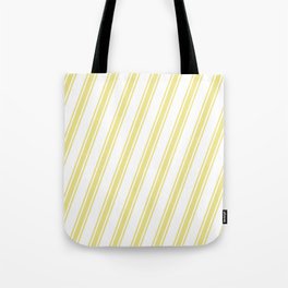 [ Thumbnail: White & Tan Colored Lines/Stripes Pattern Tote Bag ]