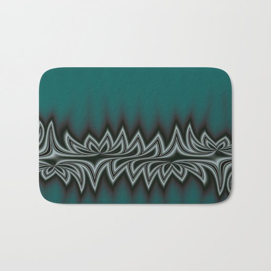 Fractal Tribal Art in Pacific Teal Bath Mat