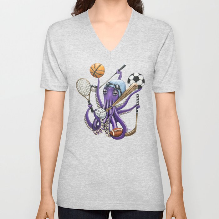 "Octo Coach" - Octopus Sports V Neck T Shirt