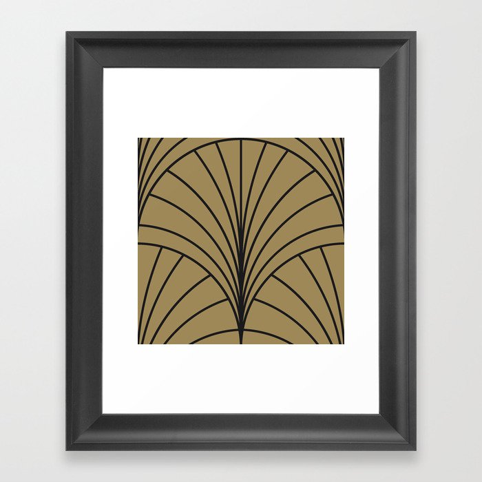 form x anvil | floral burst | charcoal on gold Framed Art Print