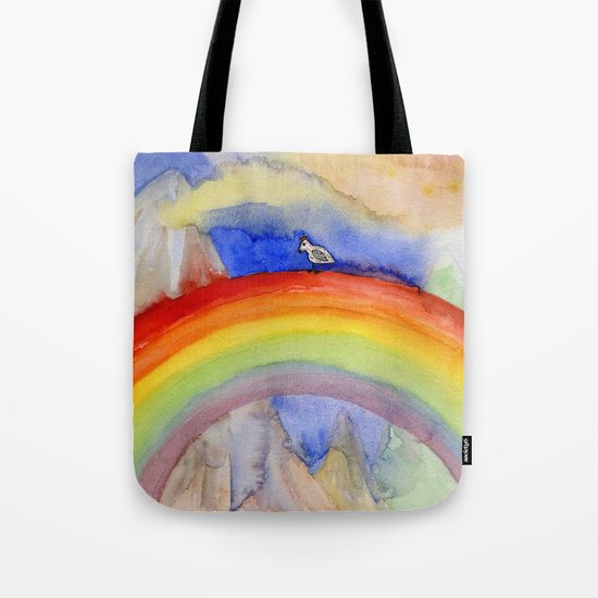 the chicken who wanted to be on the top of the rainbow Tote Bag